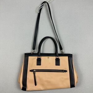Kate Spade Hudson Street Kellan Shoulder Satchel Bag Leather Tan Black Large